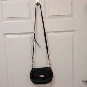 " Michael Kors" Black Crossbody Bag with Gold Accents